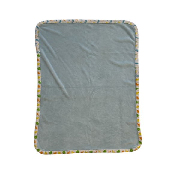 Le Bebe Favorite Blue Dinosaur Dino Trim Edge Baby Blanket Lovey Security Infant - Picture 1 of 4
